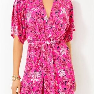 NWT Lilly Pulitzer Wisteria V-Neck Pink Floral Dress Size 12